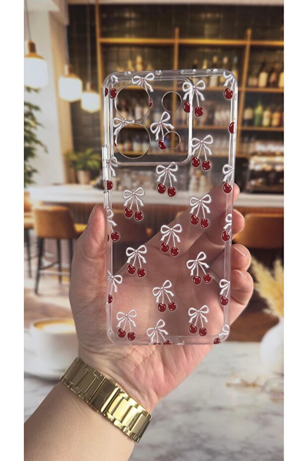 غطاء شفاف متوافق مع هاتف شاومي ريدمي نوت 13 برو 5G بنمط الكرز، مقاوم للصدمات مع حماية للكاميرا - 2