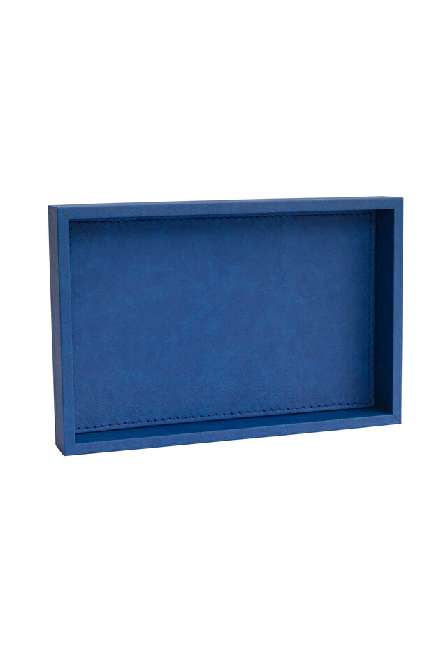 Medium Size Parliament Blue Faux Leather Tray