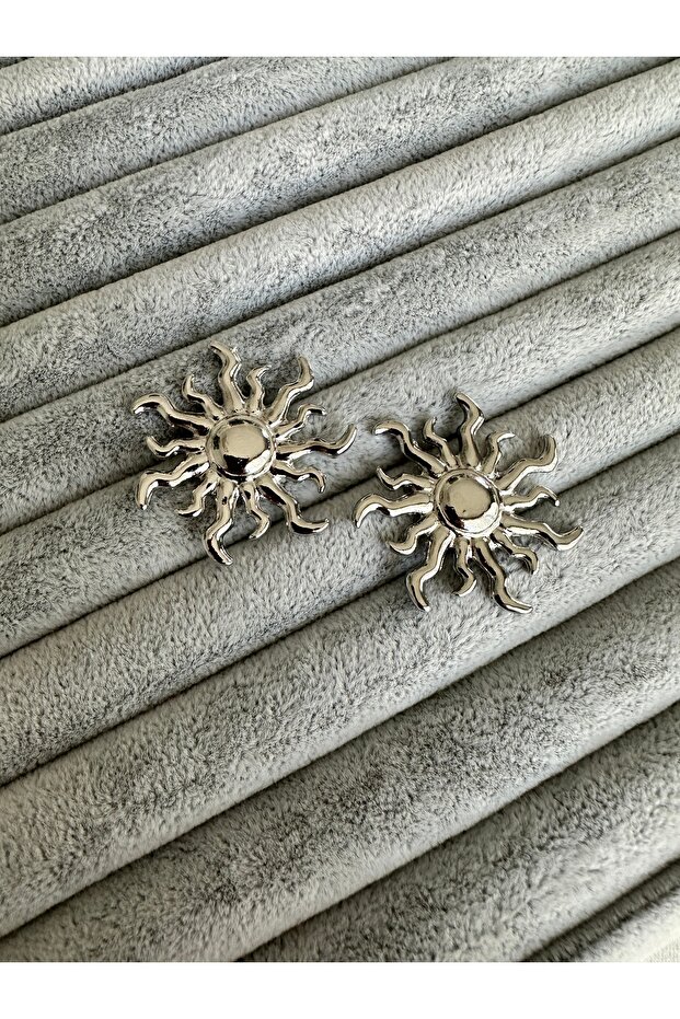 أقراط شمسية فضية اللون - 3