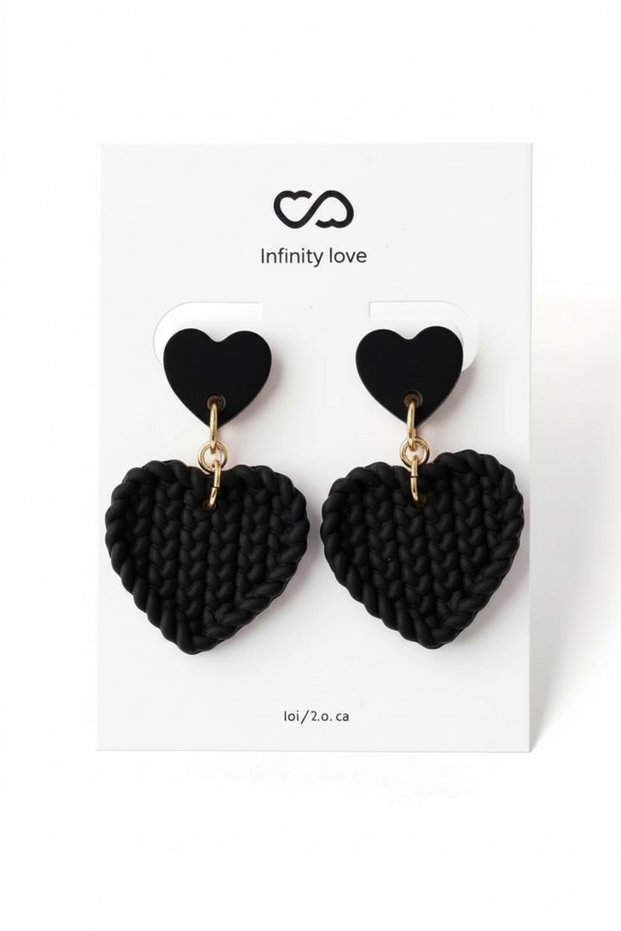 Women's Clip-On Earrings Without Holes - Mesh Look Heart Earrings