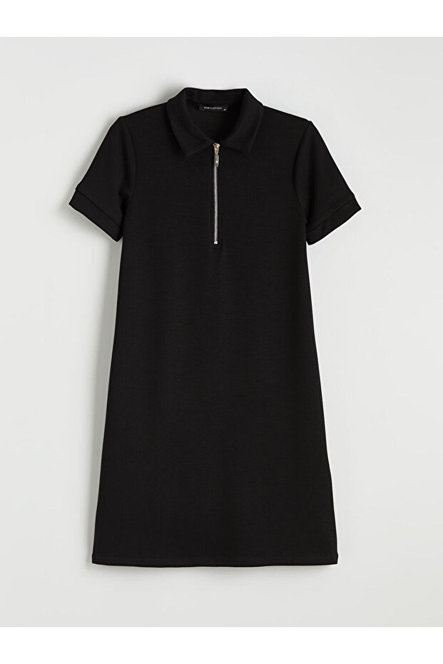 Lcwaikiki Classic Black Polo Neck Soft Touch Dress
