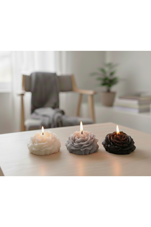 3’lü Şakayık Mum Seti - 1