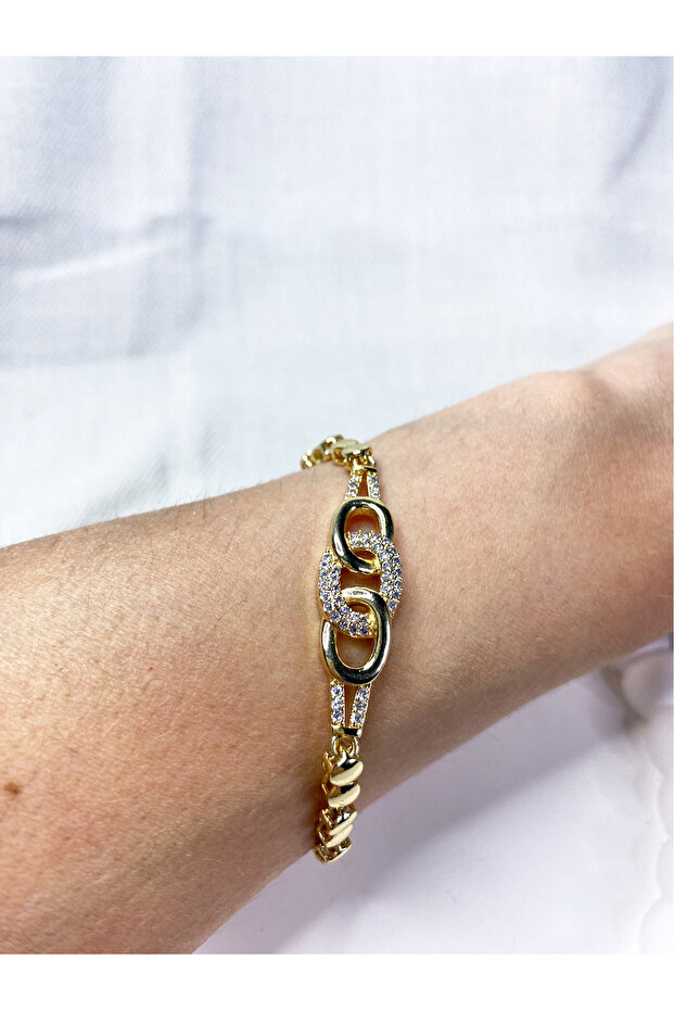 Special Series Zircon Stone Interlocking Ring Row Top Model Women's Bracelet