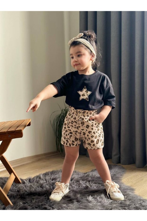 Leopard Gabardine 2-Piece Shorts Set