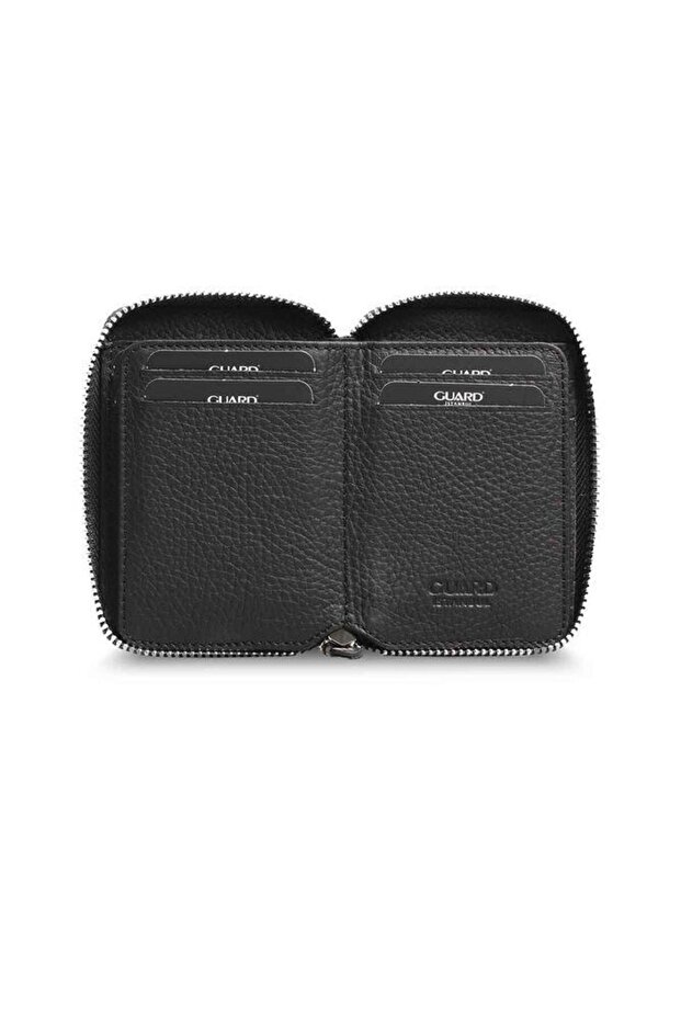 Fermuarlık Siyah Deri Mini Cüzdan - 3