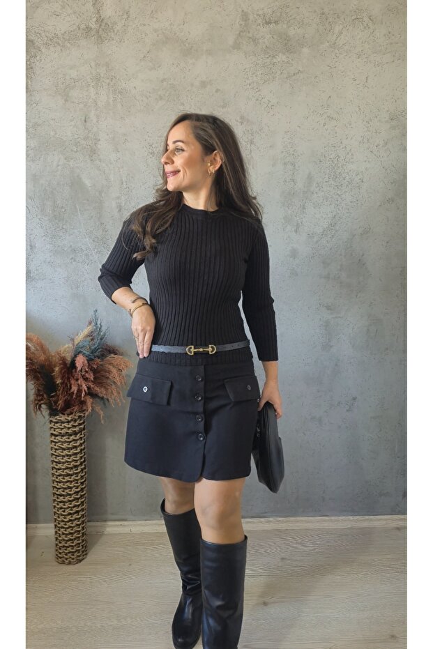 Triko Detaylı Elbise - 2