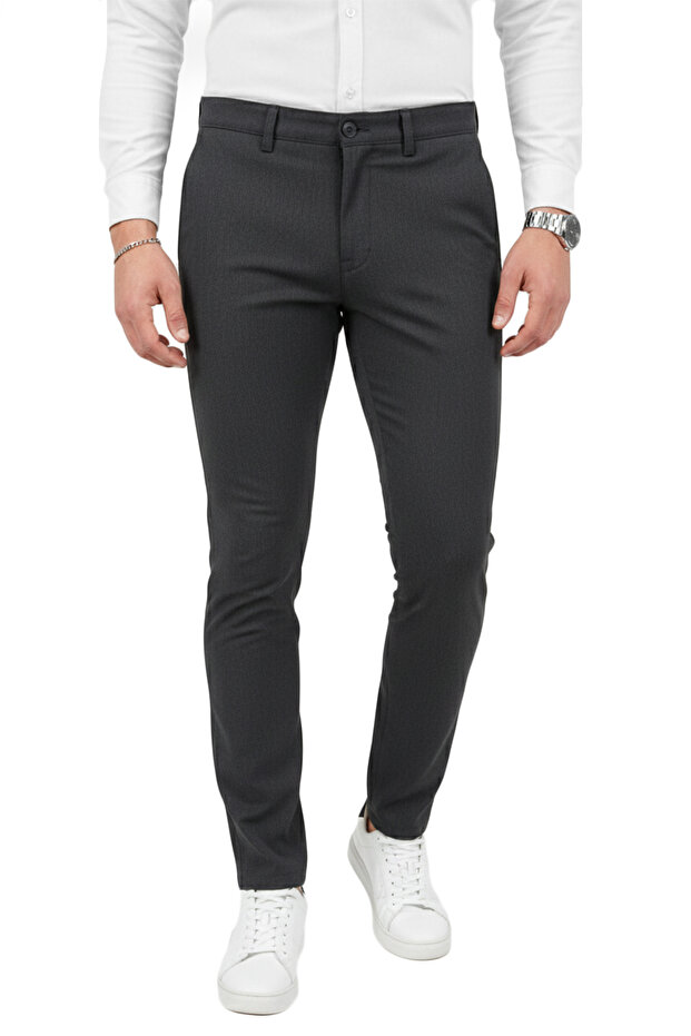Men's Smoked Modern Fit Stretch Fabric Fabric Trousers Casual & Office Use 2602020