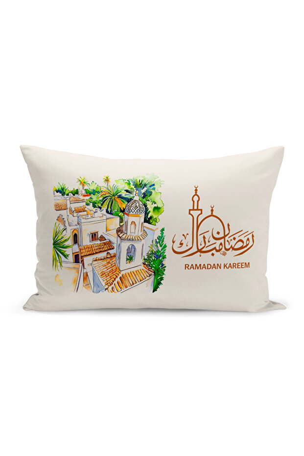 غطاء وسادة مطبوع رقميًا مزدوج الجوانب من سلسلة رمضان (غطاء سرير رمضان)