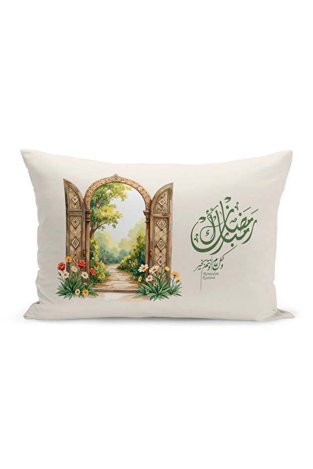 غطاء وسادة مطبوع رقميًا مزدوج الجوانب من سلسلة رمضان (غطاء سرير رمضان)