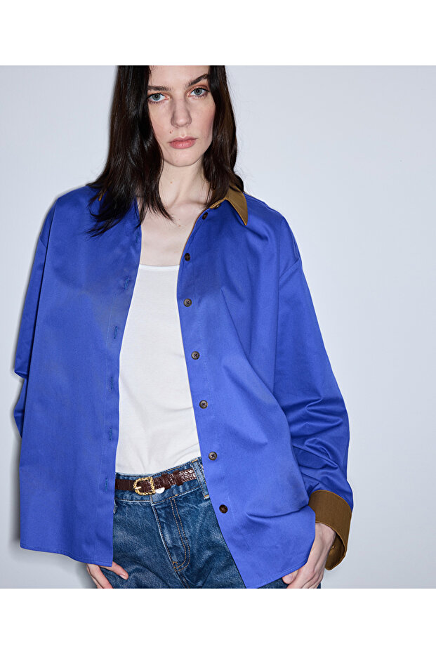 Colorblock poplin gömlek - 1