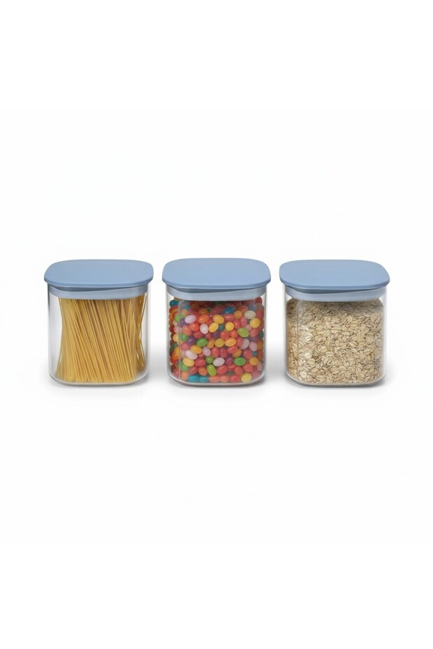 Airtight Food Storage Containers | Set of 3 BPA-Free Clear Plastic Jars | 500cc Kitchen organization