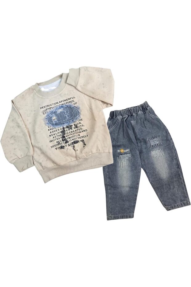 Denim Pant & Full Sleeve Shirt Top Set for Boys