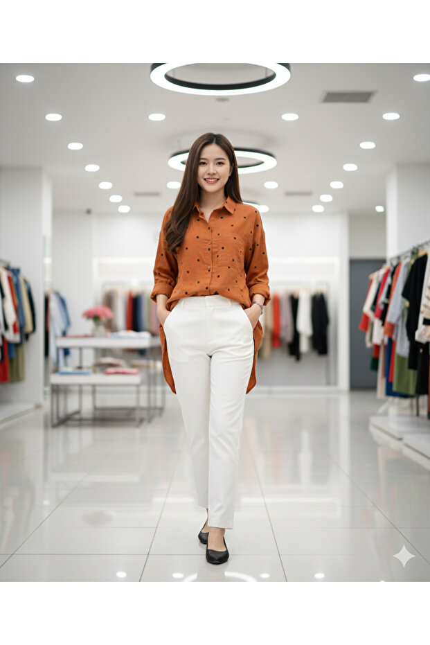Japanese Style Polka Dot Print Shirt