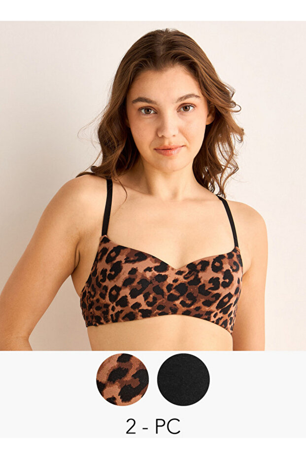 Pack of 2 Seamless Non-Wired Bra with Sweetheart Neckline