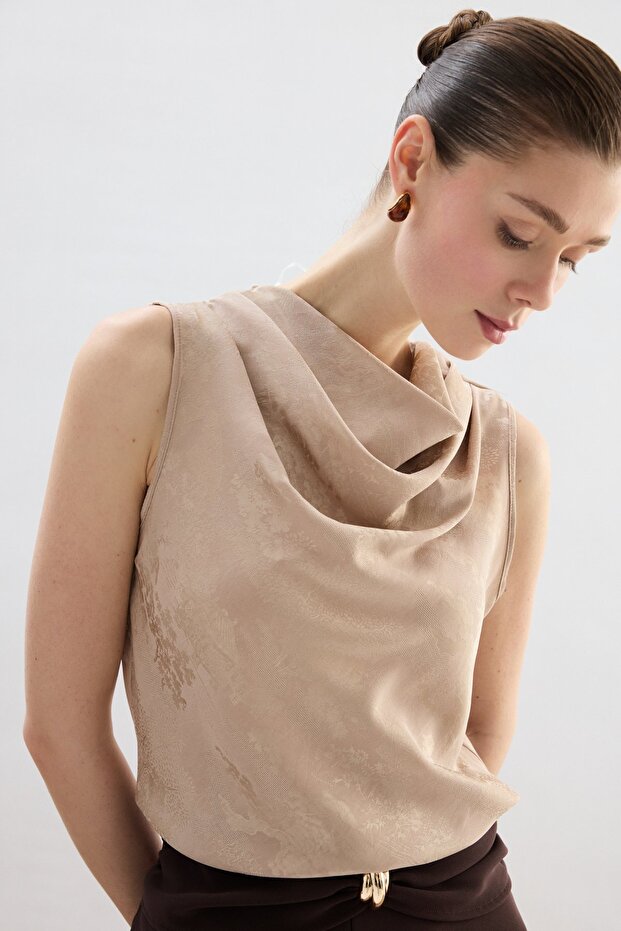 Degaje Yaka Bluz - Bej - 7