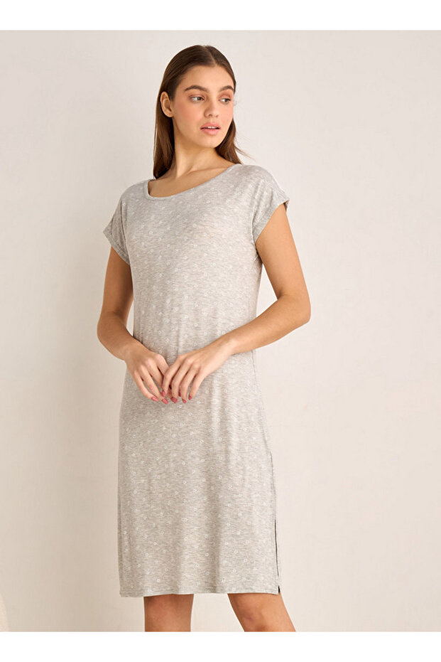 Night Dress Short Sleeves Floral Print