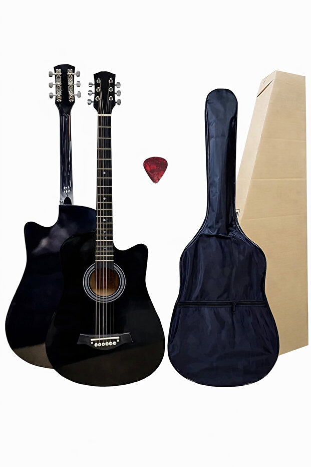 38 Classic Acoustic 6 Strings Wooden for Students Beginners Wood Black