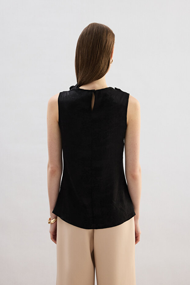 Degaje Yaka Bluz - Siyah - 7