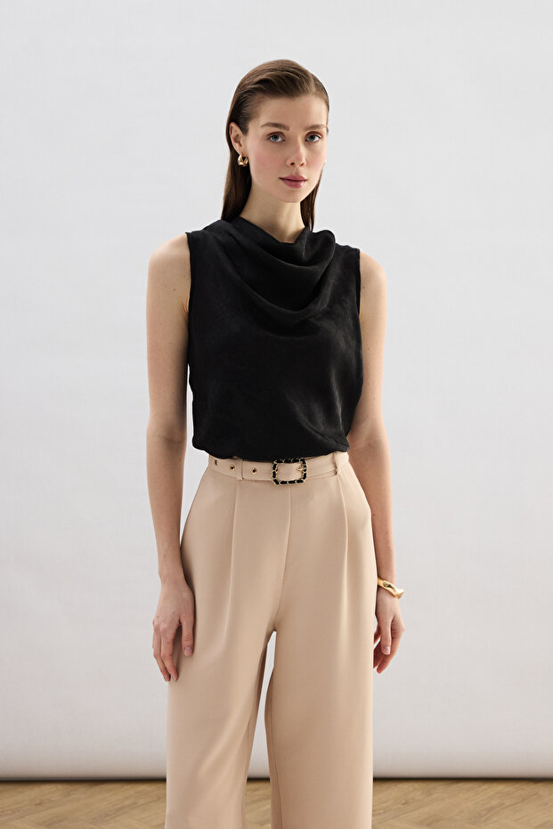 Degaje Yaka Bluz - Siyah - 6