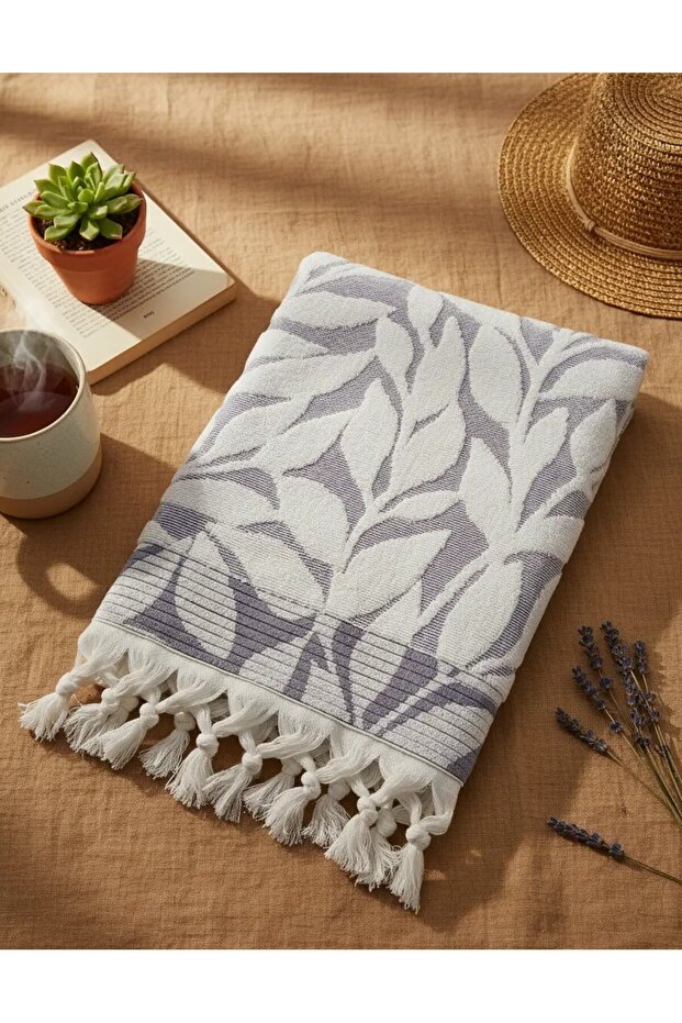 2-Piece Leaf Bath Towel - 90X145 Cm, 350 Gr, 100% Cotton