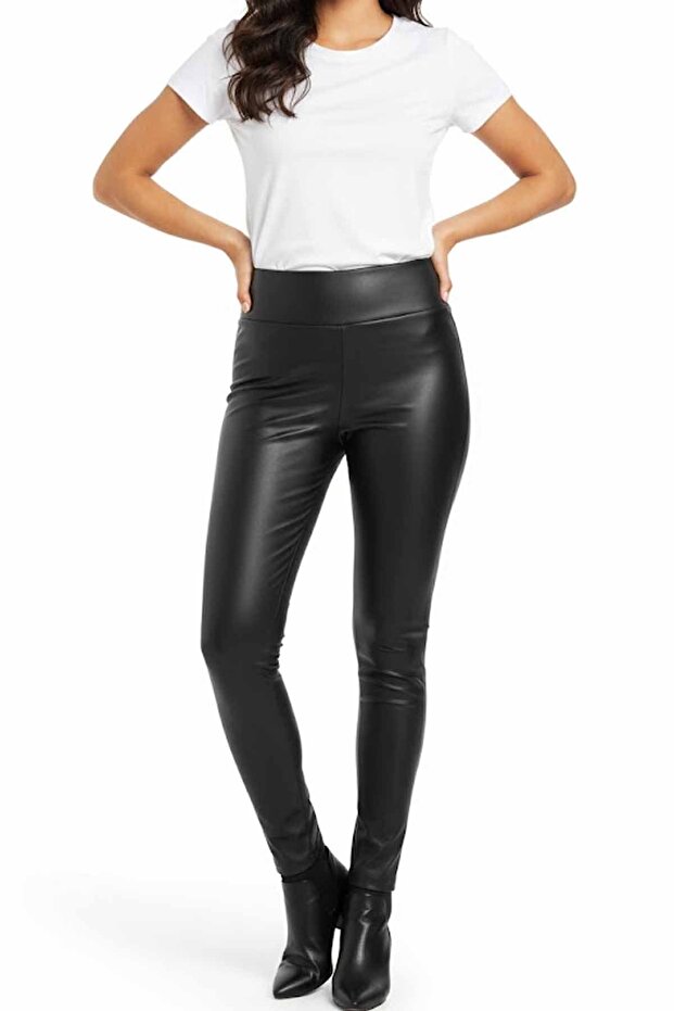 Women's High Waist Shaping / Sculpting Leather-Look Tights