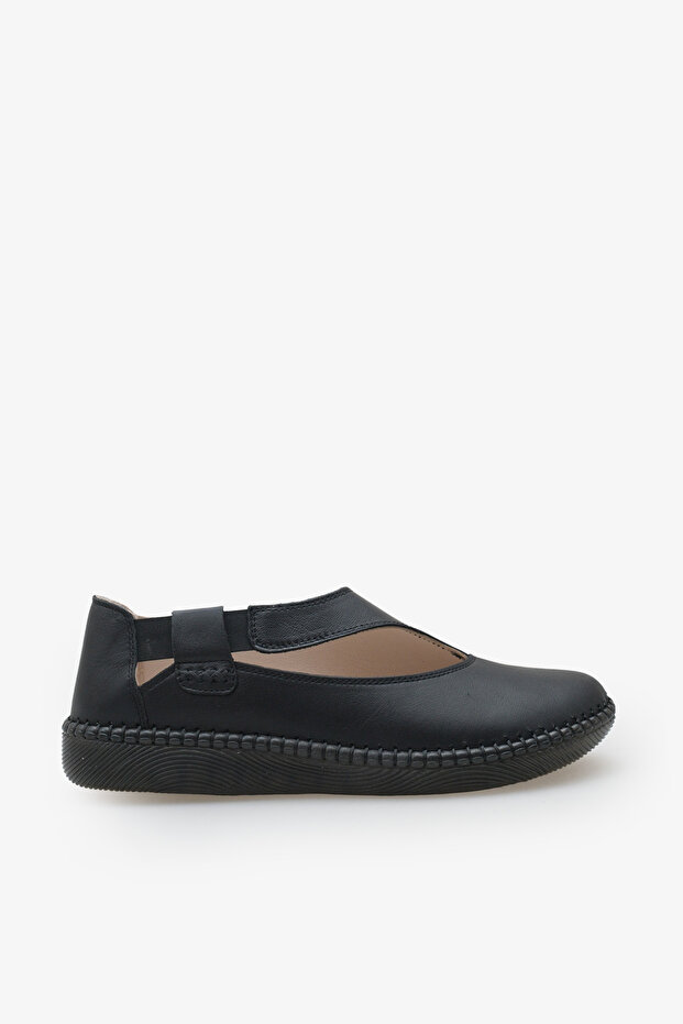 Teisla Women's Genuine Leather Casual Shoes - Black