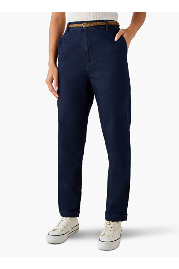 Regular Fit Trousers with Braided Belt