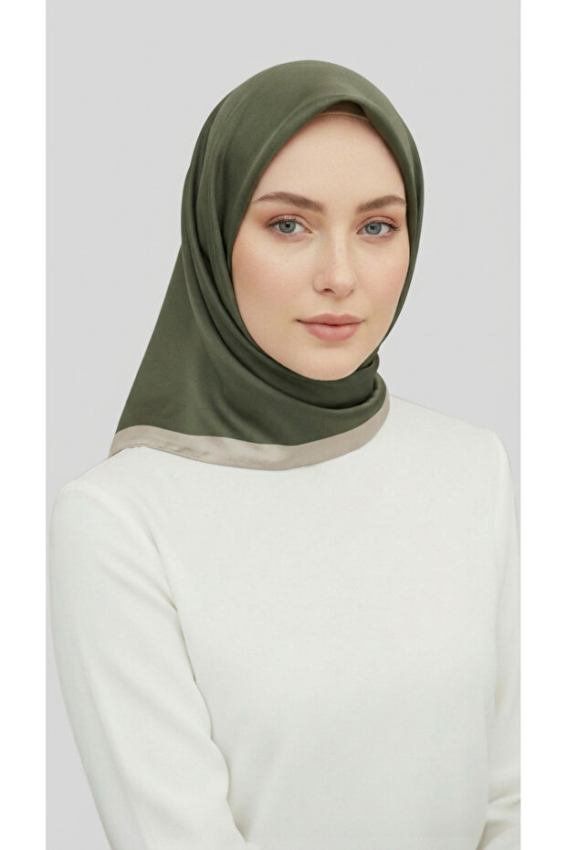 DÜZ TWİL POLYESTER EŞARP - HAKİ - 1
