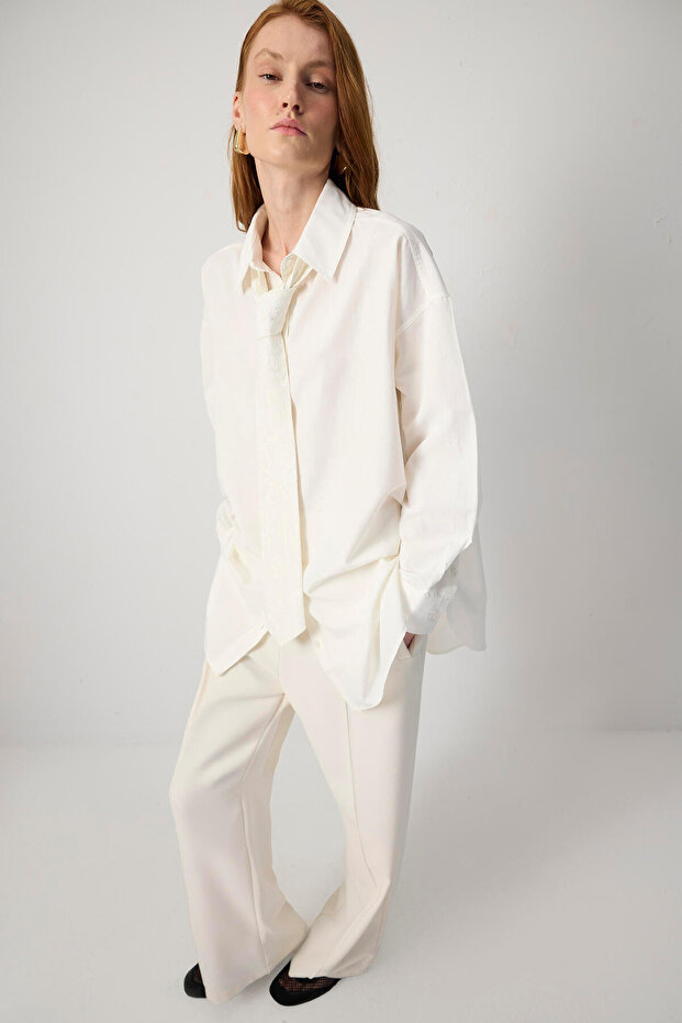 OVERSIZE FİT POPLİN GÖMLEK - 7