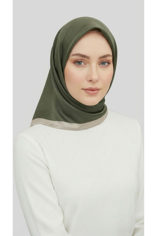 DÜZ TWİL POLYESTER EŞARP - HAKİ - 5