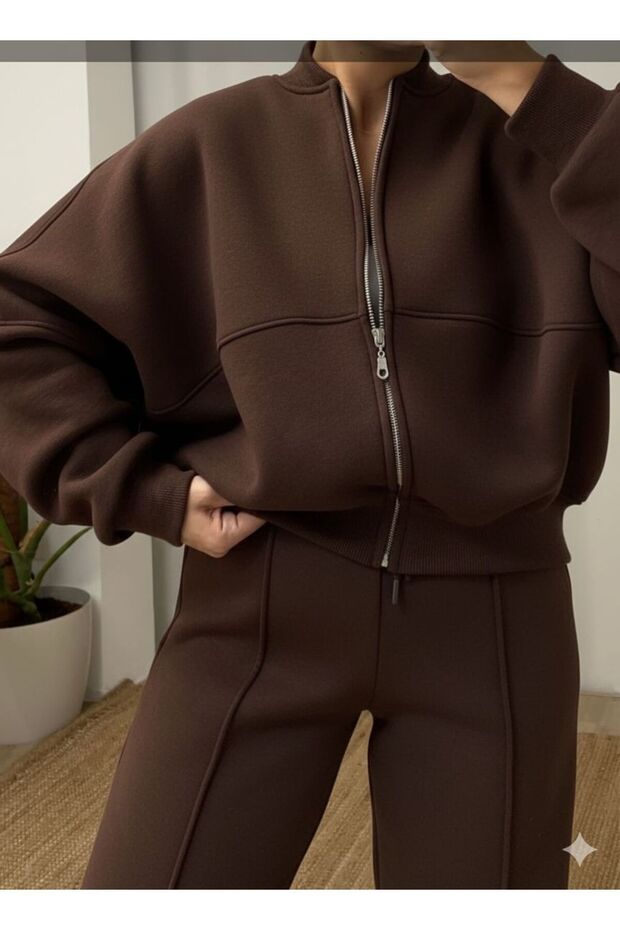 Oversize tepláková súprava na zips s 3-vláknovou štruktúrou – Pohodlný strih, vhodná na každodenné a športové použitie - 3