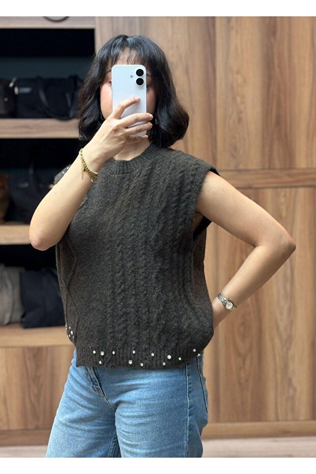 سترة تريكو منقوشة برقبة دائرية - 3