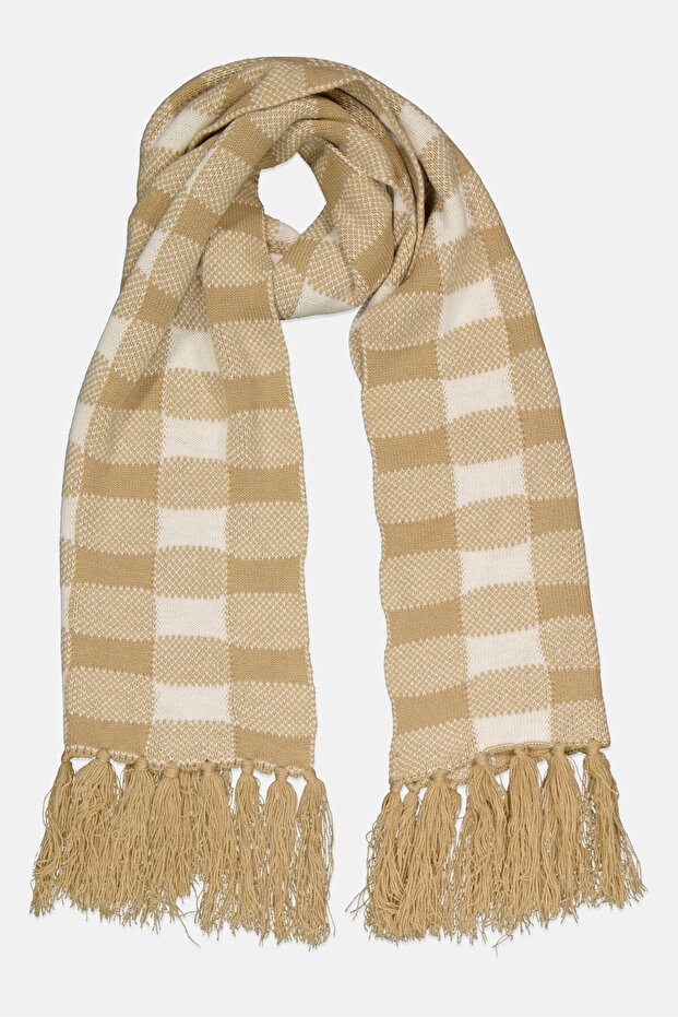 Women Plaid Scarf, Beige