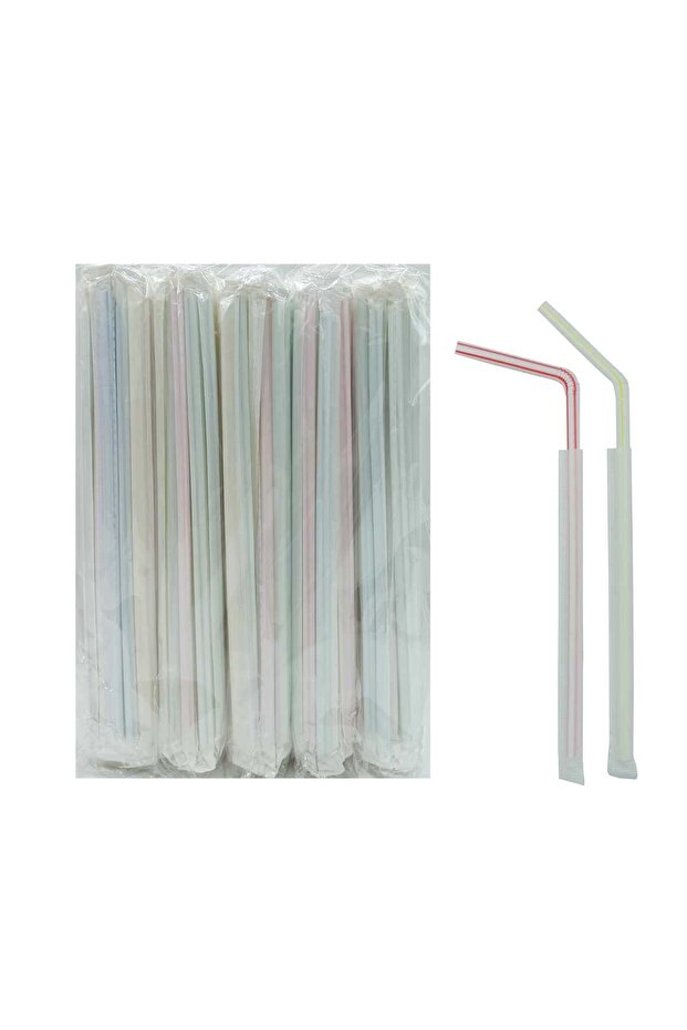 Paper Wrapped Plastic Straws 6MM - 250 Pieces
