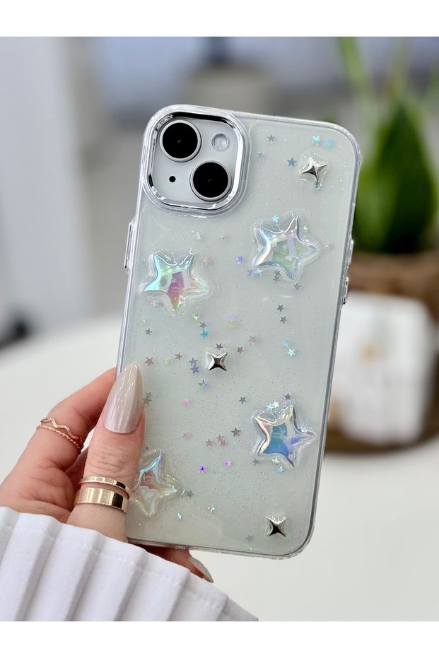 iPhone 14 Plus - 15 Plus Compatible Mini Star Design Silicone Case with Toy