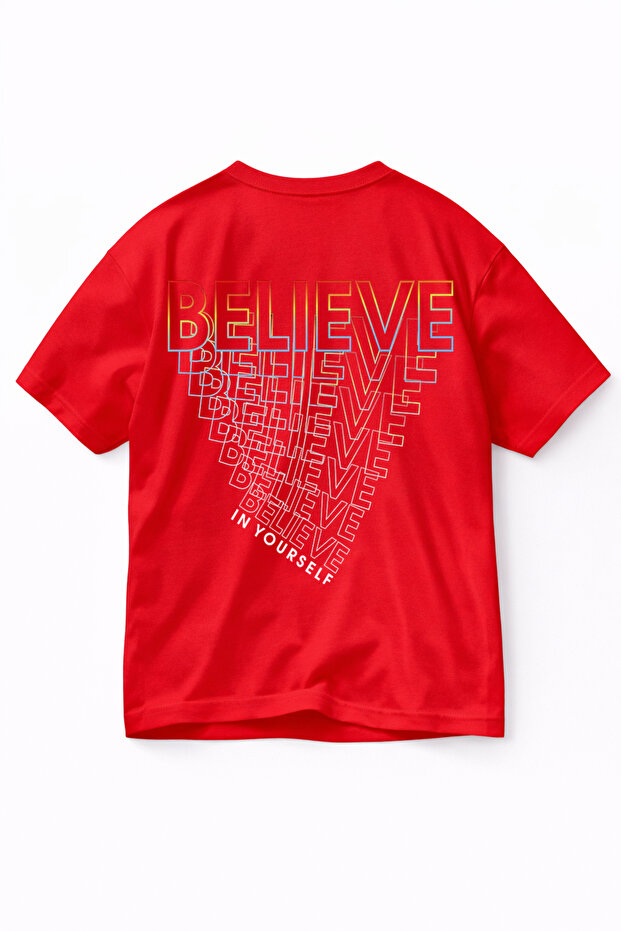تي شيرت 100% قطن قصة فضفاضة مقاس مريح COLOUR BELIEVE مطبوع Premium