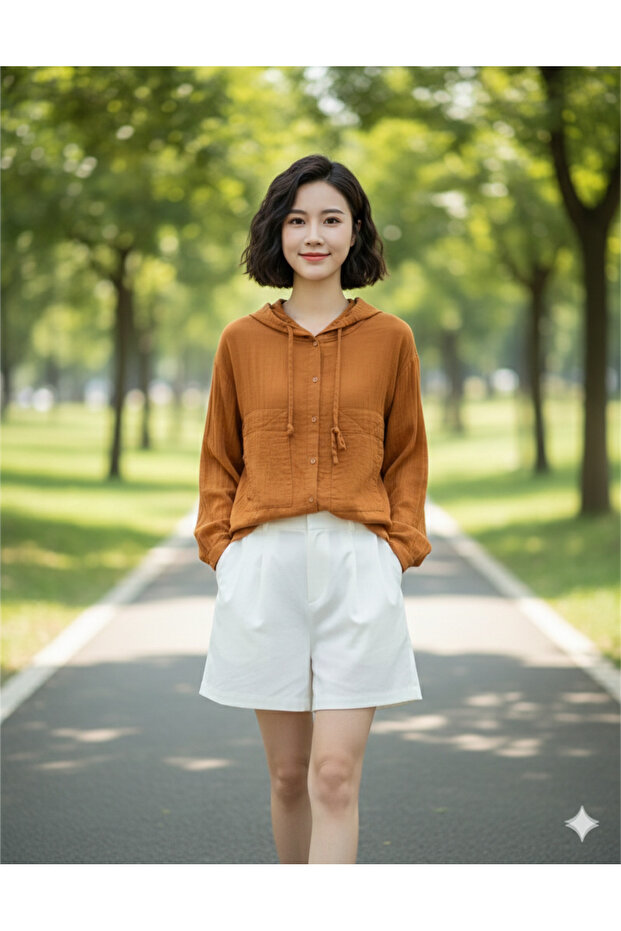 Versatile, slimming hooded cotton cardigan.