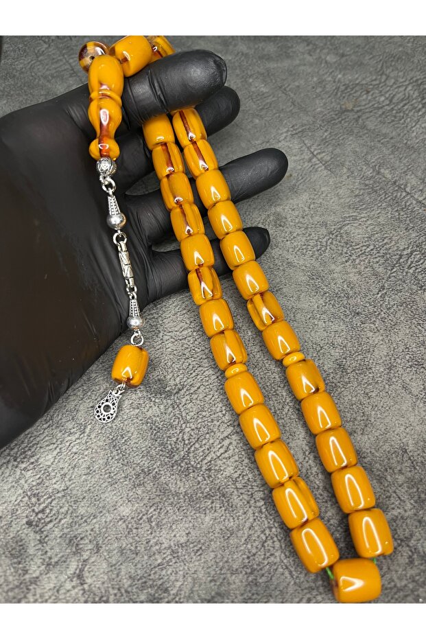 Ottoman Imitation High-End Spiral Marbled Collectible Crimped Amber Prayer Beads