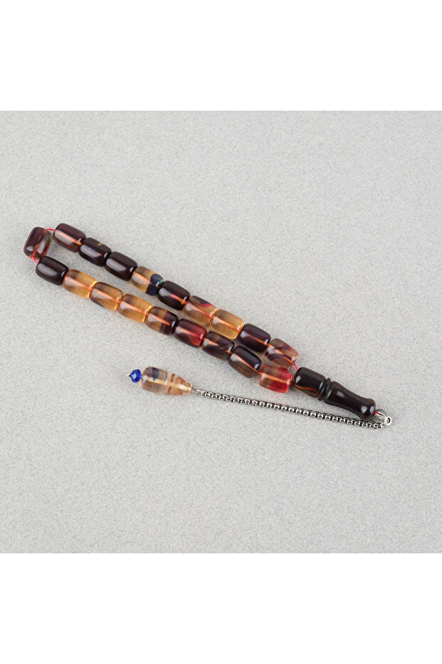 Crimped Amber Tassel Efe Boy Capsule Cut 10X13Mm Prayer Beads - Variegated