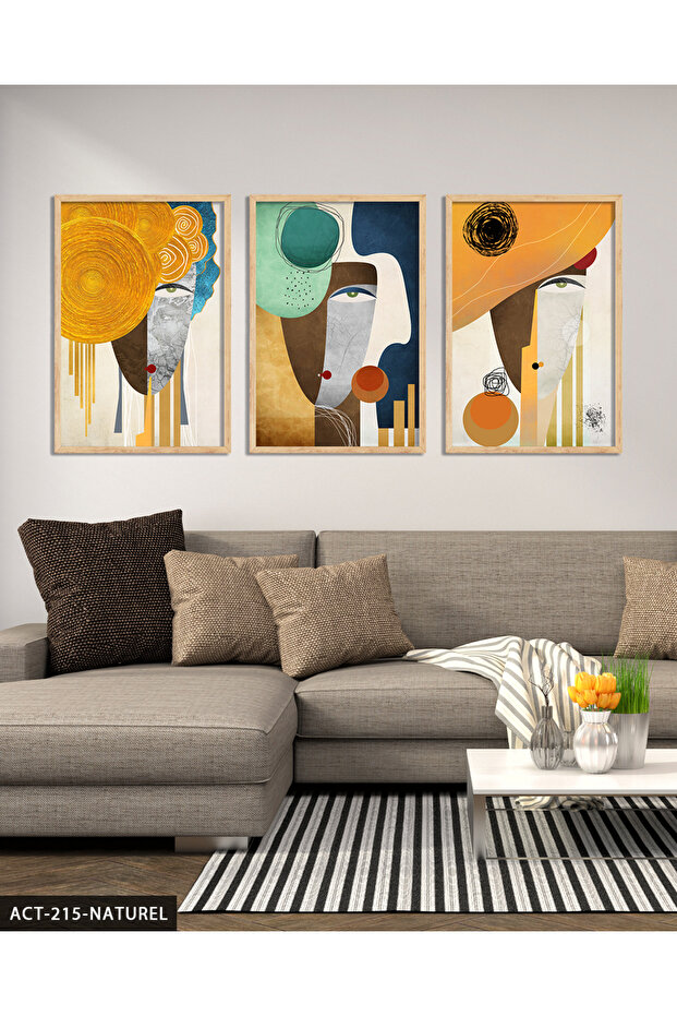 Abstract Art Portrait 3 Piece Wooden Framed Painting Act