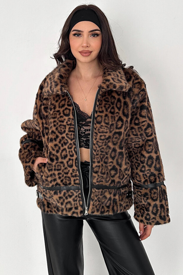 جلد حواف أسطوانية فرو الفهد - 4