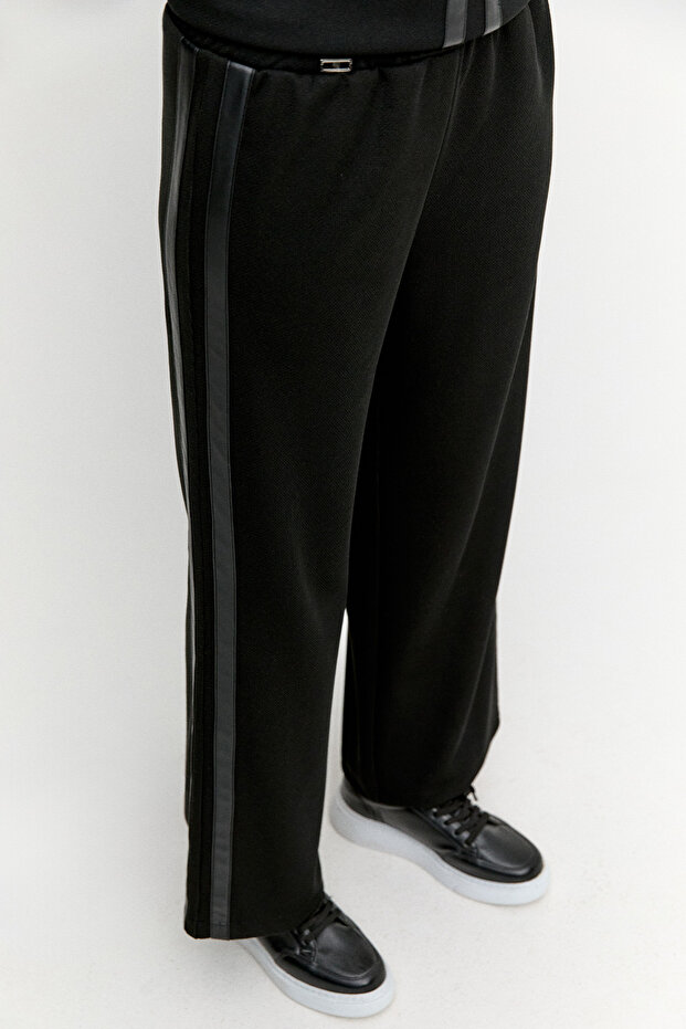 Şerit Detaylı Örme Pantolon - 4