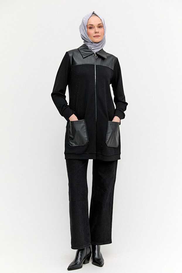 Suni Deri Garnili Örme Kap - 3