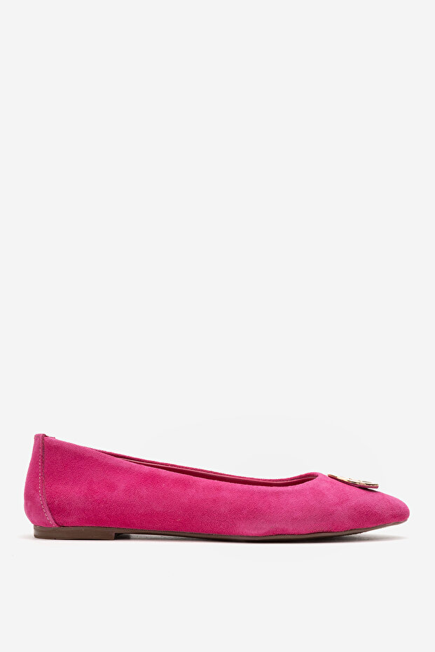 Women's Pointed Toe Buckle Ballerina Real Suede Leather Zy 4050