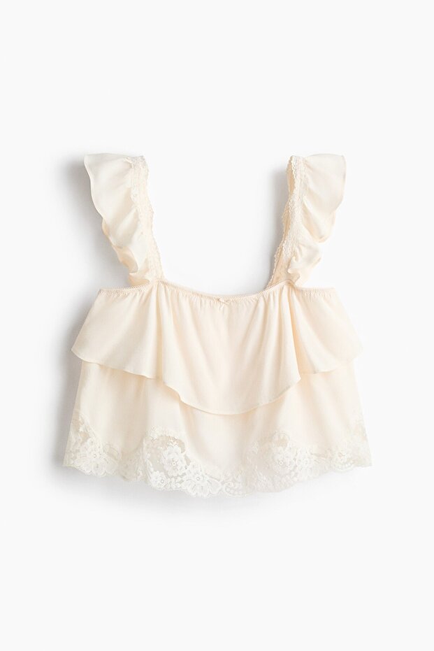 Dantel Şeritli Pijama Üstü - 2