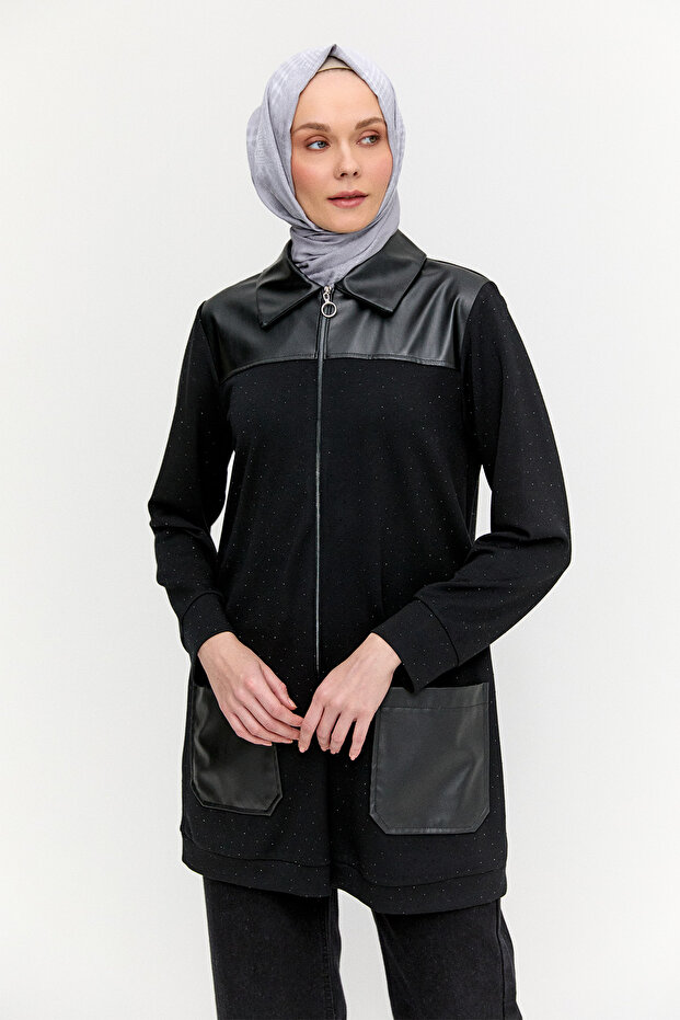 Suni Deri Garnili Örme Kap - 4