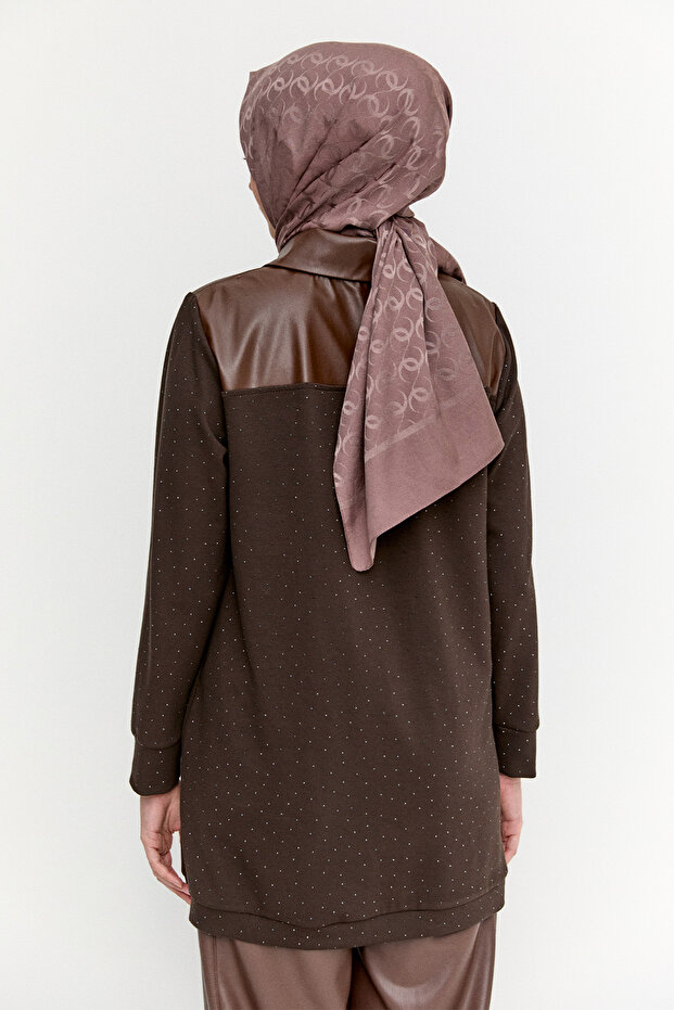 Suni Deri Garnili Örme Kap - 7