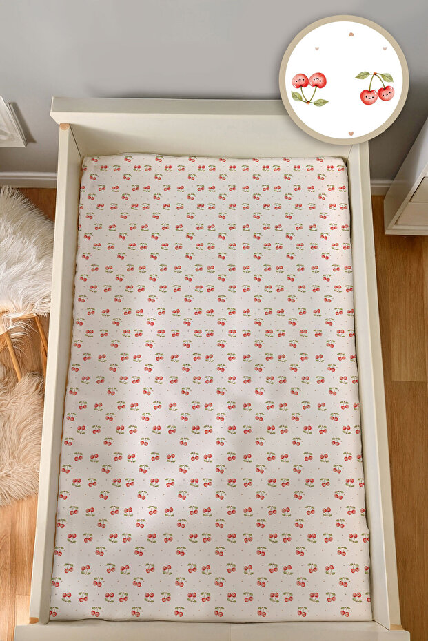 Cotton Baby Fitted Sheet (100X150 + 25cm) Cherry