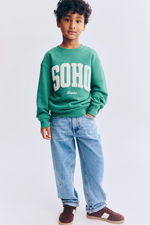 Baskılı Bisiklet Yaka Sweatshirt - 3