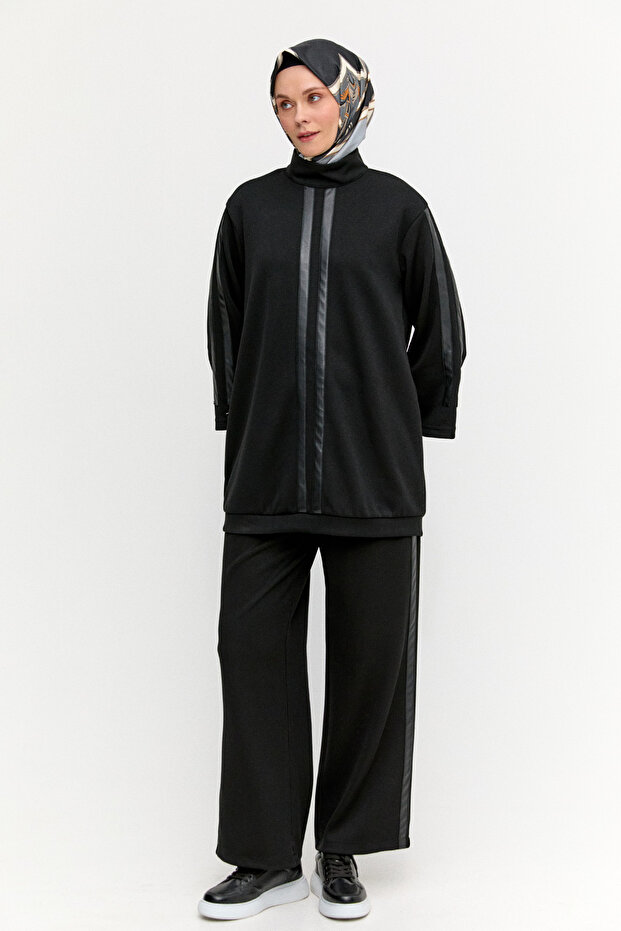 Şerit Detaylı Örme Pantolon - 2